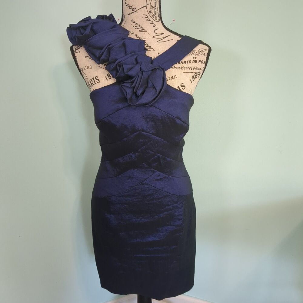 Cache vintage prom formal dress ruffle halter y2k ruched purple mini 8